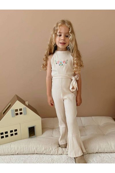 tunays shopping 100% Cotton Waist Tie Detailed Jumpsuit