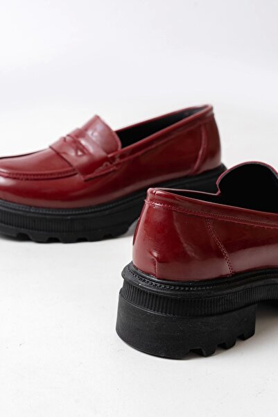 Bella Vista 746-759 Claret Red Patent Leather Daily High-Sole Loafer Shoes