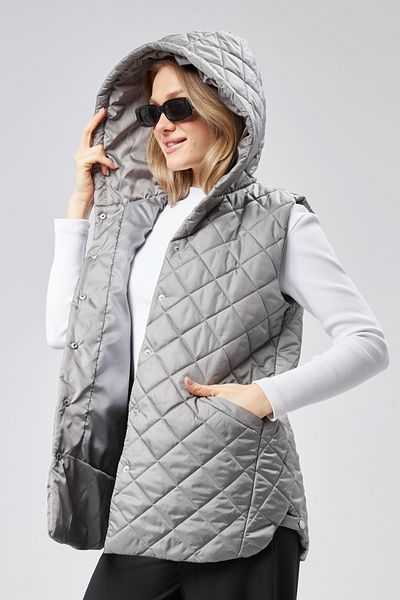 Modabenna Women's Hooded Short Snap Fastener Inflatable Filling Vest