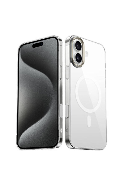 UnDePlus Apple iPhone 16 Kılıf Magsafe Şarj Özellikli İnce Şeffaf Arkası Cam ...