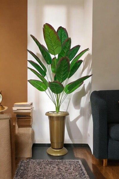 SY Vista Yapay Starliçe - Starliçe  18 Yaprak Uzun Gold Saksı 110 cm