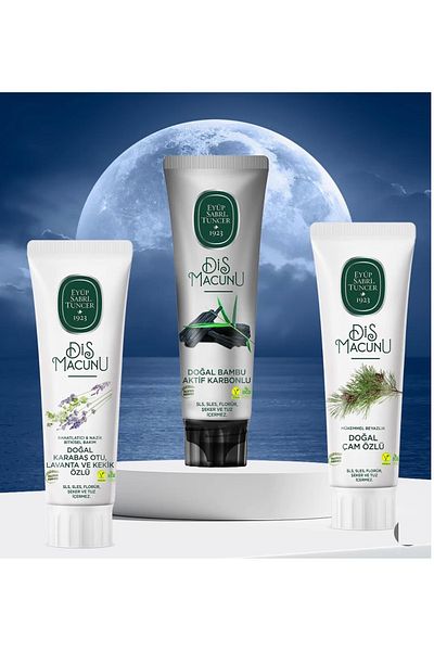 Eyüp Sabri Tuncer Vegan, Gluten-Free Natural Toothpasts(Carbon, Blackwood Lavender and Thyme, Pine Extract 90 ml)