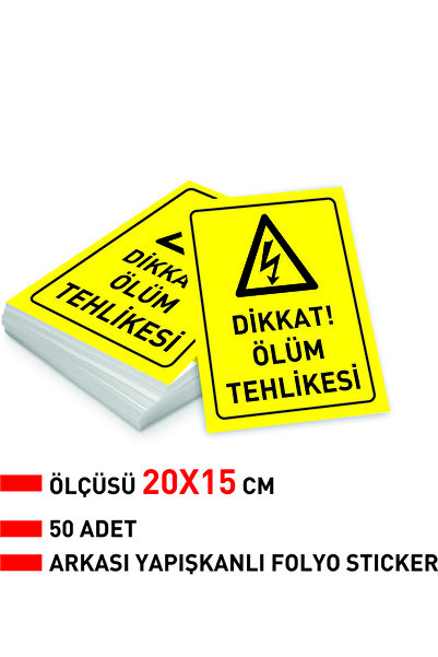 ALFA REKLAM AJANSI DİKKAT ÖLÜM TEHLİKESİ 20X15 CM FOLYO STICKER