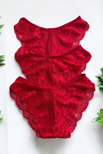 BLİSS WEAR FASHION Women's 3-Piece Lace Panties