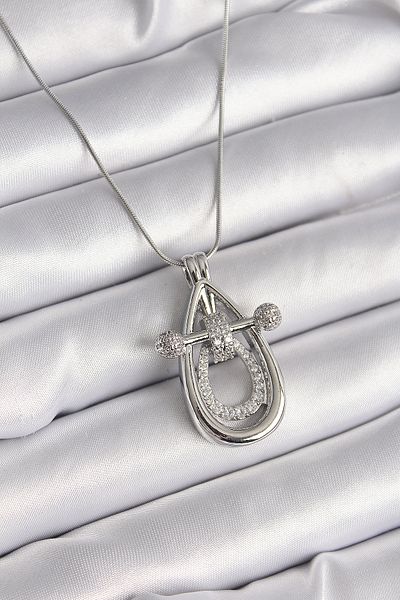 Skygo 316L Steel Silver Color Zircon Stone Drop Model Women's Necklace - Tj-Bko9606