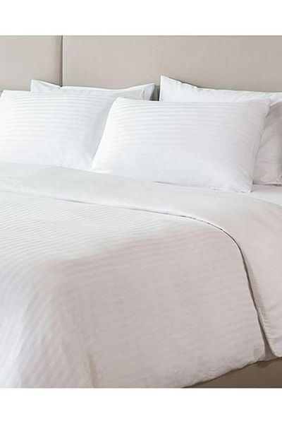 Madame Coco Sıbyla Double Satin Striped Duvet Cover - White