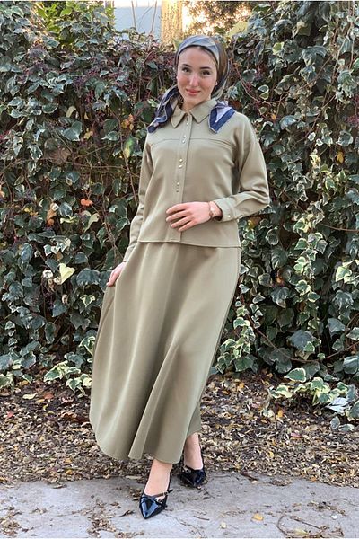 Moda Rosa 25K2254 - Green - Skirt-Jacket Scuba Suit