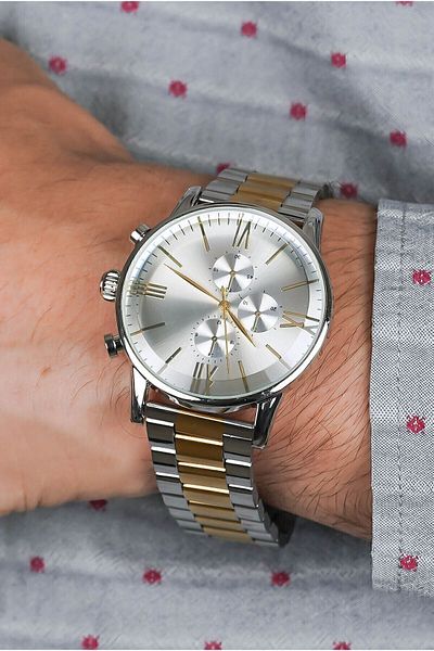 Güncel Vitrin Premium Infinity Gold/Silver Ipc Plated Men's Wrist Watch
