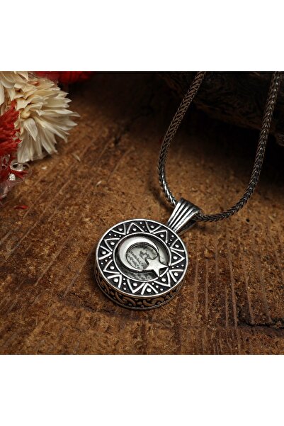 Sima Silver Gümüş Cevşen Ayyıldız Bayrak Model Erkek Muskalık Kolye Kabı