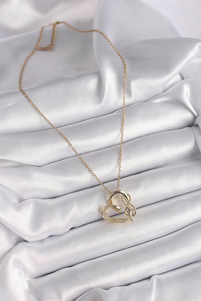 Skygo Gold Color Chain with Zircon Stone Detail 316L Steel Heart Model Women's Necklace - Tj-Bko9583