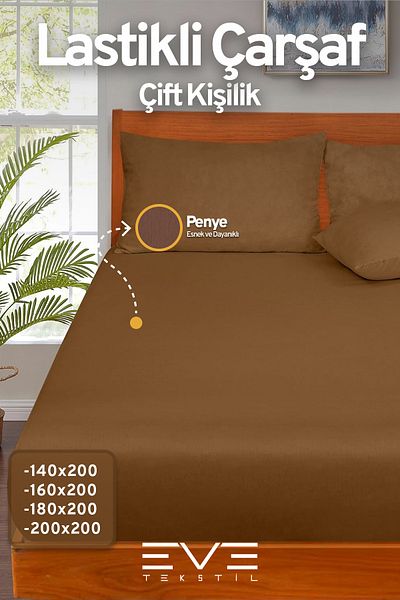 Eve Tekstil Fitted High Quality Combed Cotton Fabric Double Fitted Sheet