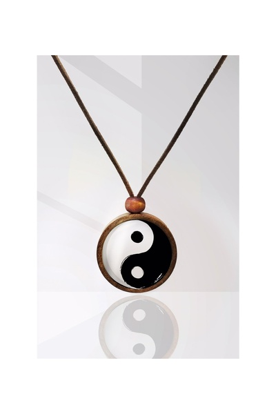 Tahtakolik قلادة يين يانغ الخشبية