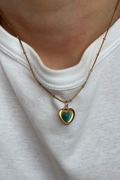 Beca Atelier Glass Heart Steel Necklace