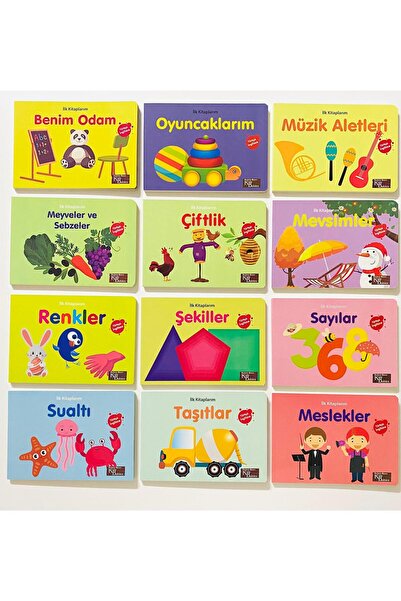 Kids Babies My First Books Turkish English Basic Words Books Set of 12 10,5X15Cm