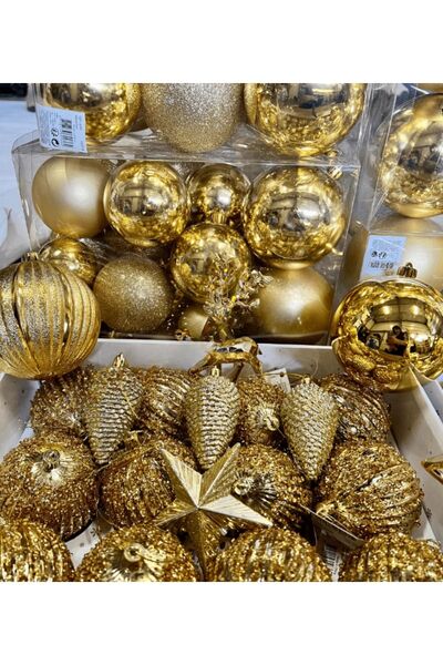 Elioure 30 bucăți Cici Ball GOLD Set de ornamente pentru pom de pin de Anul N...