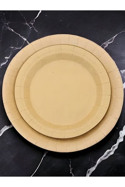 Krm Ambalaj 18 cm Kraft Cardboard Paper Plate, 25 Pieces
