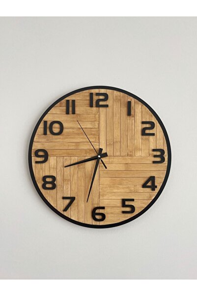 Calmoti 40 Cm El Yapımı Modern Minimal Stil Bambu Duvar Saati