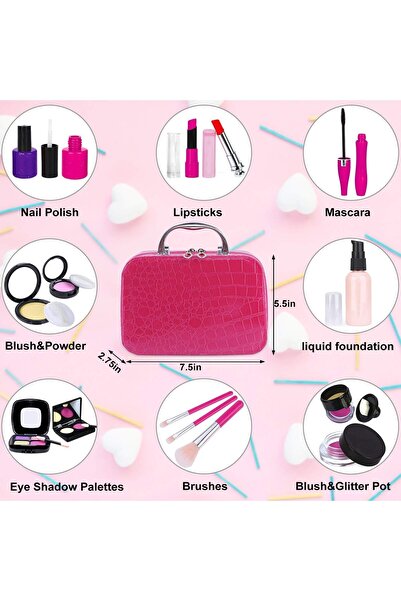 Yelajoy Kids Pretend Makeup Kit, metal handle, in role-playing fun,  Gift for Girls 4-10 Year Old, Pink