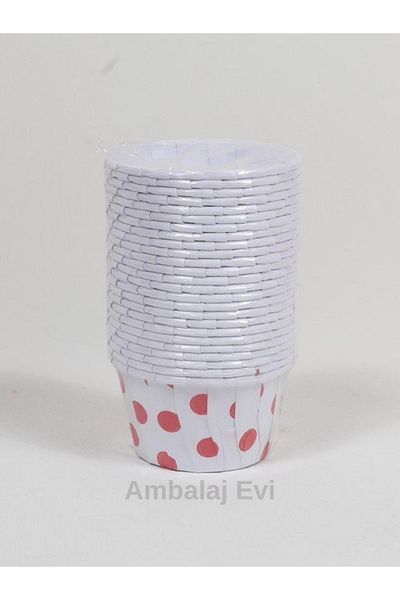 Ambalaj Evi Red Polka Dot Muffin Mold - Cake Capsule for Bride to Be Party