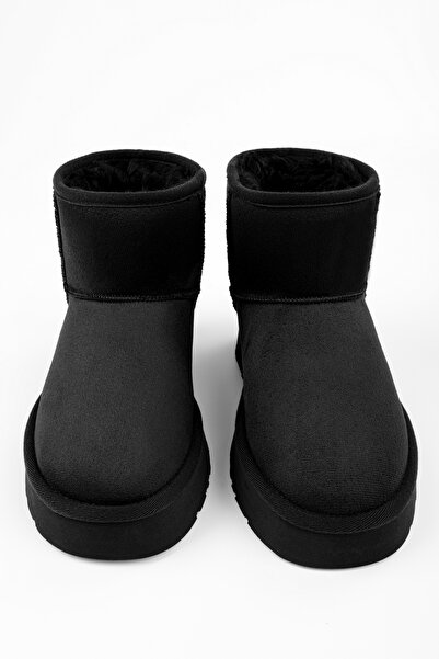 Shoeberry Μαύρα Suede Γυναικείες Μπότες - Γούνινο Εσωτερικό, Κοντό