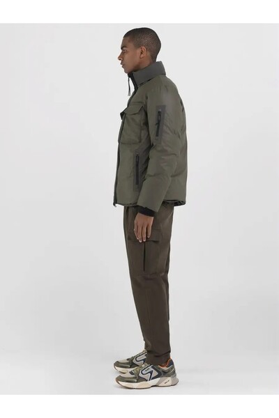 Replay Erkek Haki Teknik Kumaşlı Gizli Kapüşonlu Mont