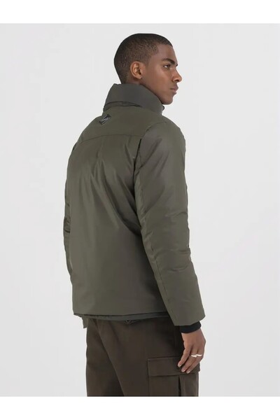 Replay Erkek Haki Teknik Kumaşlı Gizli Kapüşonlu Mont