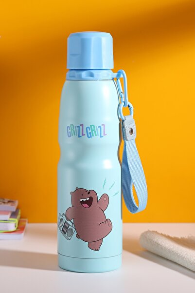 Miniso We Bare Bears Lisanslı Tutma İpli Termos (600ml) - Boz Ayı