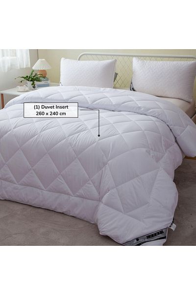 Donetella Quilted Cotton Duvet Insert - 260x240 Cms - Down Alternative - King Size, 350 GSM filling