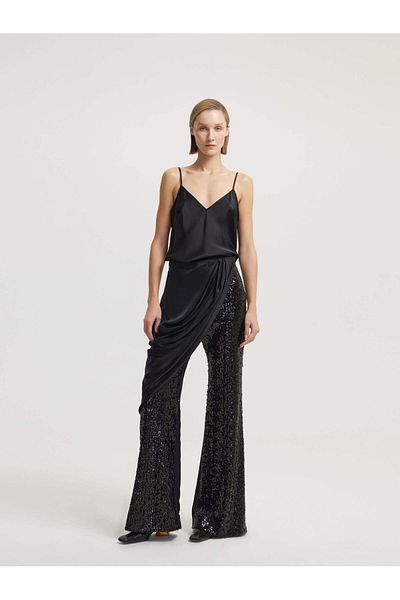 BAQA Shawl Detail Sequined Trousers