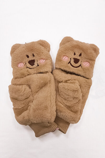 Ecrou Зимові плюшеві рукавички з милим ведмедиком