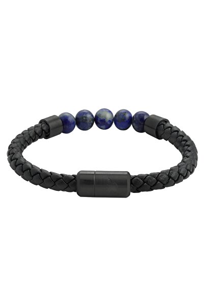 Zippo Deri Tılsımlı Bileklik Lapis Lazuli - Lacivertaşı