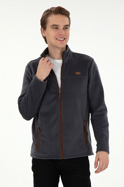 U.S. Polo Assn. Men's Anthracite Fleece Knitted Cardigan 50290594-Vr006