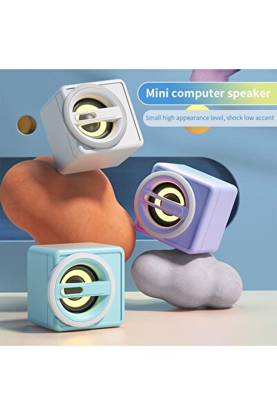 COOYA 1 Pair Computer Speakers,USB Plug-n-Play Computer Speakers with LED Light,for PC Monitor Tablets