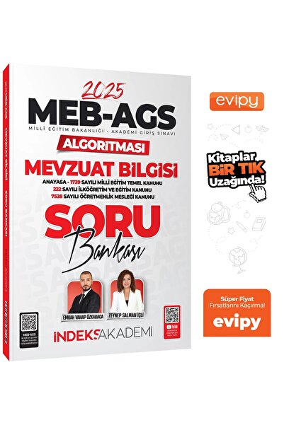 İndeks Akademi 2025 MEB-AGS Algoritması Mevzuat Bilgisi Soru Bankası Çözümlü ...