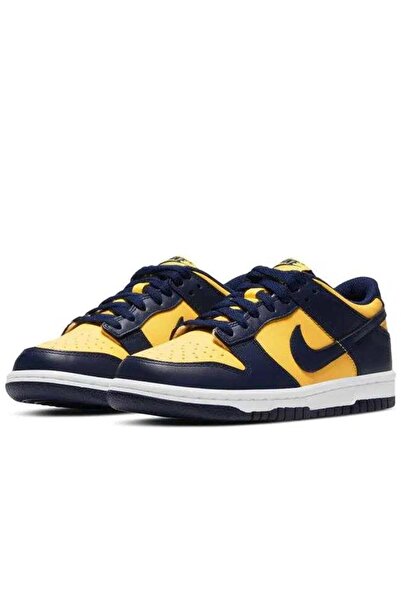 Nike Dunk Low Gs Leather Unisex Sneaker Hakiki Deri Lacivert Sarı Günlük Spor Ayakkabı