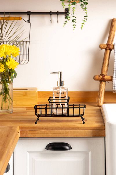 FH finehome Δοχείο υγρού σαπουνιού Cremma Single Stand Silver Cover Μαύρο