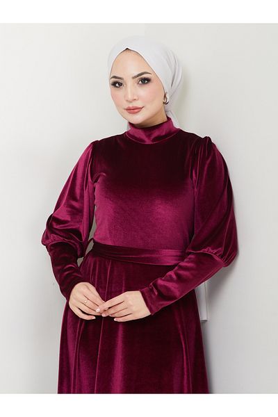 MÇmoda Rochie din catifea cu maneci cu baloane