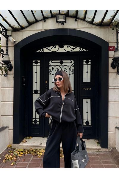 Tam12den Home Σετ φούτερ και παντελόνι με φερμουάρ Anthracite