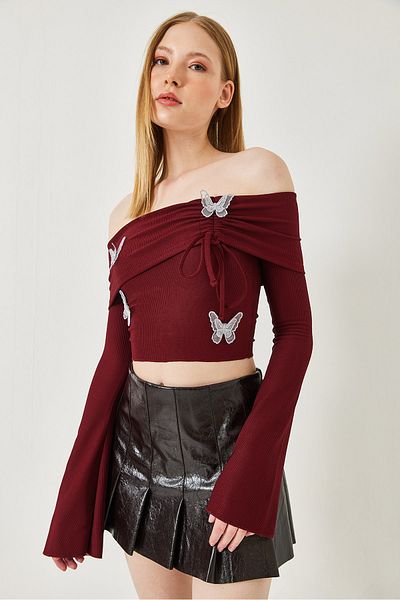 Bianco Lucci Bluză de damă cu guler Madonna cu detalii fluture 7196 60261280