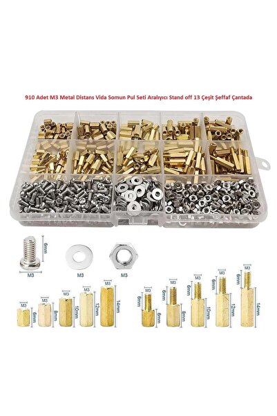 Genel Markalar 910 Adet M3 Metal Distans Vida Somun Pul Seti Aralıyıcı Stand ...