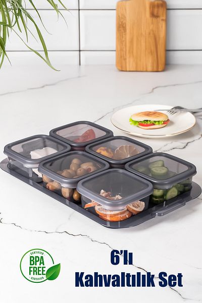 Porsima Breakfast Storage Set with 6 Trays and Silicone Lid