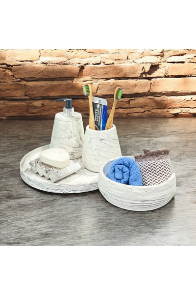 Chiko Mall Σετ αξεσουάρ μπάνιου από σκυρόδεμα με αισθητικό μαρμάρινο σχέδιο (...