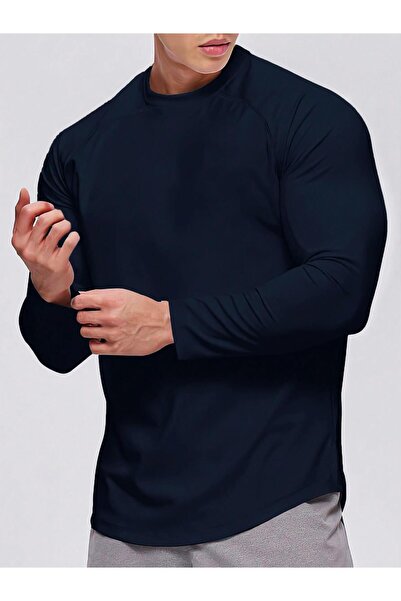 GHASSY CO. Чоловіча бавовняна футболка Ghassy Co. з довгим рукавом - овальний виріз