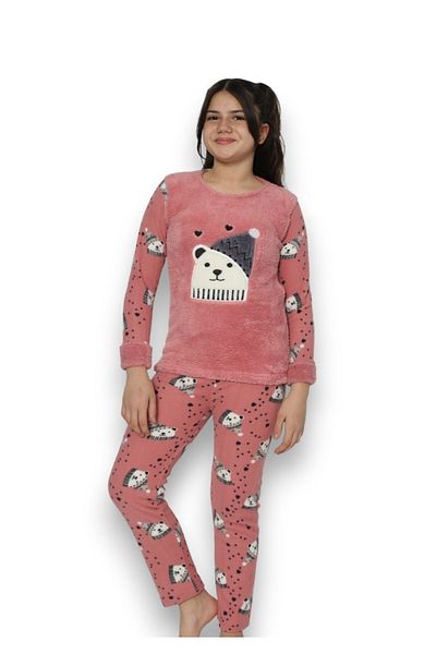 ROMEO LİFE Girl's Winter Plush Fleece Pajamas Set 8062