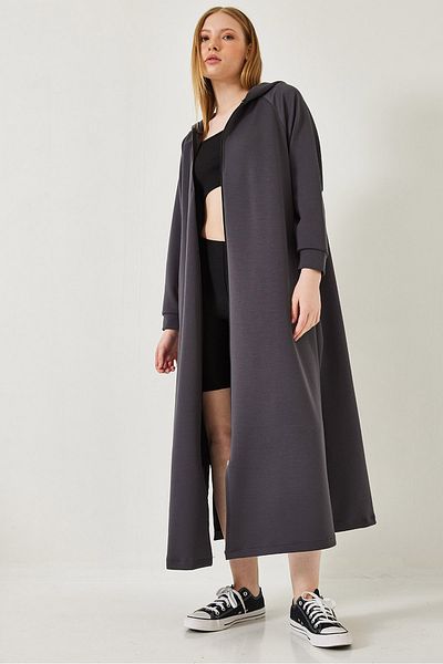 Bianco Lucci Dámský dlouhý svetr na zip s kapucí 8137 60351325