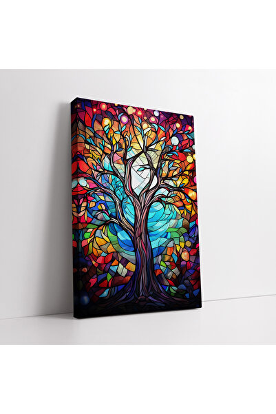 KOSS Dijital Pictură artistică pe pânză cu arborele vieții geometric multicol...