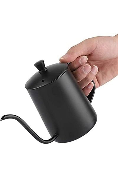 Taimi SCIENISH Black Stainless Steel Goose neck Pot With Lid 600ml