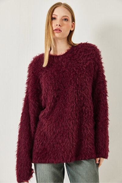 Bianco Lucci Women's Feather Oversize Sweater 241205 60261212