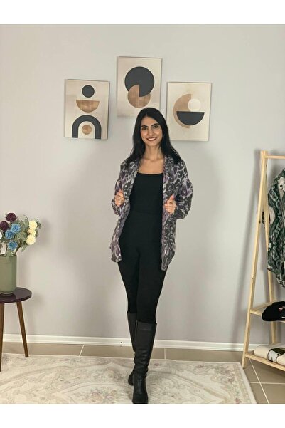 YusGos Women's Single Pocket Print Thick Lumberjack Jacket Shirt (Platinum-Khaki)