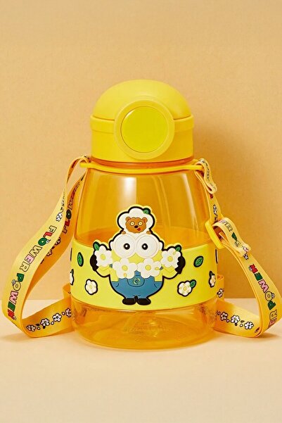 Miniso Minions Lisanslı Otomatik Kapaklı Plastik Suluk (800ml)
